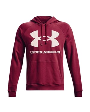 Under Armor Rivale Fleece Herren Burgund Big Logo Hoodie