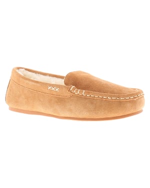Hush Puppies Annie Mocassin Wildleder Damen Hausschuhe In Beige