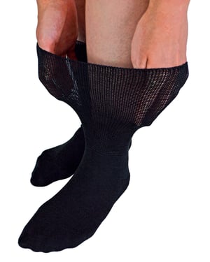 Extra breite Bambus-Ödemsocken | Dr.Socks | Herren & Damen | Socken für geschwollene Füße, Knöchel, Beine & Diabetiker - Schwarz