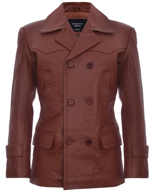 Kuhfell Dr. Who Naval German Pea Coat Lederjacke