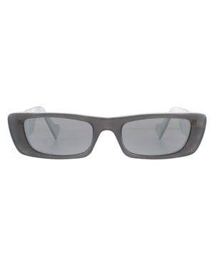 Gucci Rectangle Damen Grau Silber Sonnenbrille