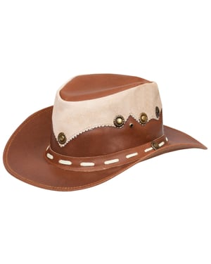 Australischer Cowboy-Outback-Buschhut aus echtem Leder und Wildleder im australischen Western-Stil