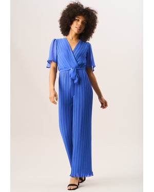 Jumpsuit mit Engelsärmeln und plissiertem Gürtel