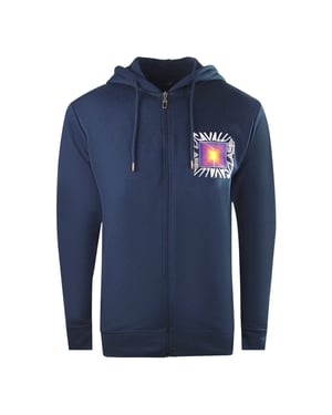 Cavalli Class Aysmmetric Box Design Marineblauer Kapuzenpullover mit Reissverschluss