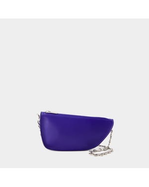 Wallet On Chain Micro Shield - Burberry - Cuir - Bleu