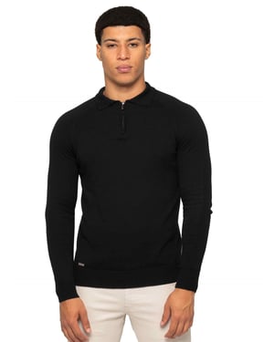 Enzo Milano | Herren Polo-Pullover mit halbem Reißverschluss