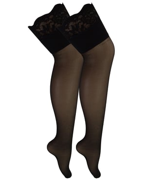 2 Paar Multipack Damen Nahtstrümpfe mit Spitzenabschluss | Sock Snob | Damen Strümpfe - Schwarz / Schwarz