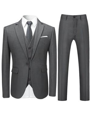 Eleganter, formeller Hochzeitsanzug, Slim Fit, 3-teilig, grau