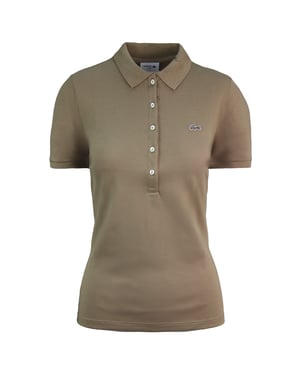 Lacoste Slim Fit Short Sleeve Womens Brown Polo Shirt PF7845 VDW