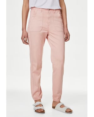 M&S Collection Damen Baumwollmischung Slim Fit Ankle Grazer Joggers Rosa