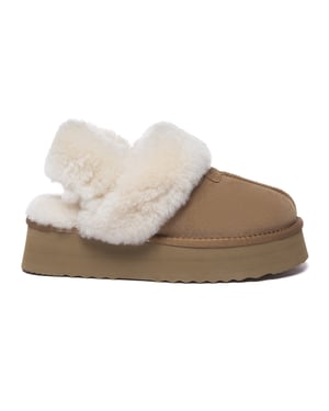 EVER AU Damen Leder Hausschuhe Mit Zwei Abnehmbaren Riemen - Fantail