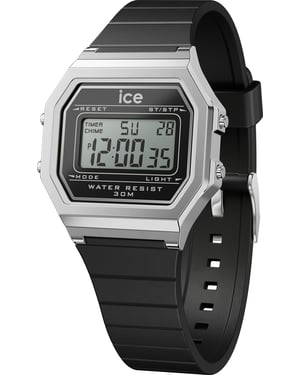 Ice Watch Ice Digit Retro - Black Silver Schwarz Damen Armbanduhr 022063 - S