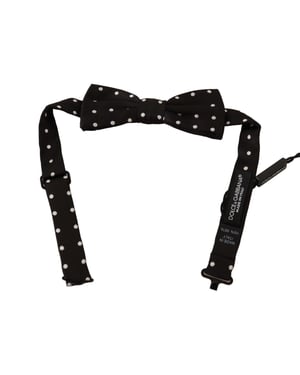 Dolce & Gabbana Herren Schwarz Weiß Polka Dot Seide Verstellbare Hals Papillon Fliege