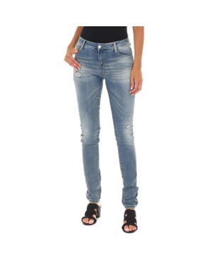 Lange Denim-Hose getragen und zerrissen Wirkung 10DB50305 Frau