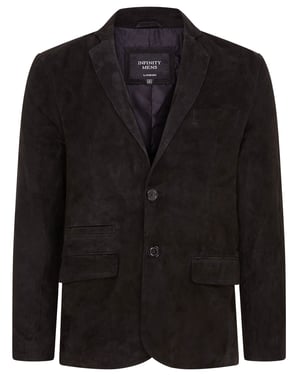 Schwarze schmale italienische Blazerjacke aus Ziegenwildleder für Herren - Somero