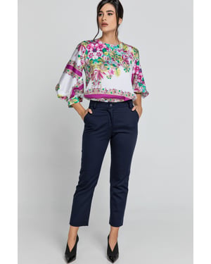 Dunkelblaue Gabardine-Hose