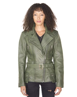 Lange Damen-Bikerjacke aus Leder – Quito