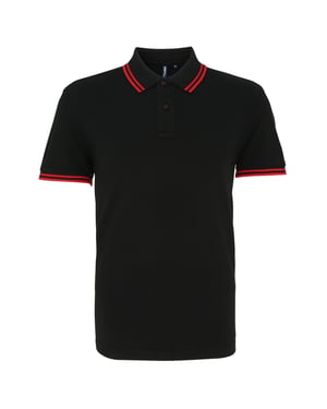 Asquith & Fox Herren Classic Fit Tipped Polo Shirt (Schwarz/Rot)