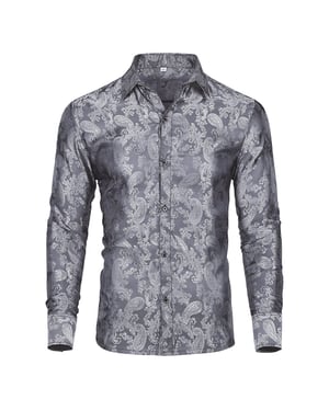 Slim Fit Hemd mit besticktem Paisleymuster in Grau