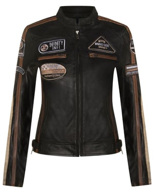 Damen-Lederjacke mit Biker-Rennabzeichen-Agadir