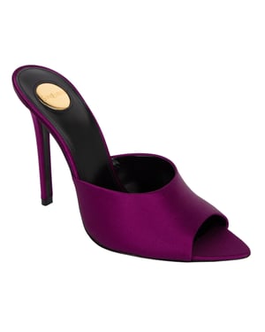 Saint Laurent Goldie Mules aus Satin-Crepe in Lila