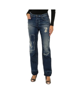 Frauen lange getragen und zerrissen Effekt Denim Hosen 6Y5990-5D3UZ
