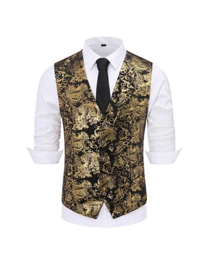 Einreihige Slim Fit Weste mit Print Gold