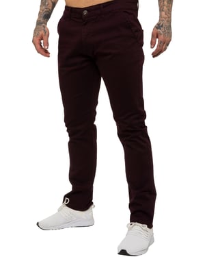 Enzo | Herren Slim Fit Stretch Chino Jeans - Burgunderrot