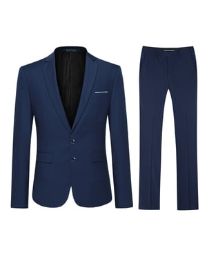 2-teiliger Slim Fit-Anzug für Herren mit zwei Knöpfen, Marineblau