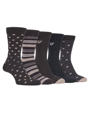 Farah - 5er-Pack Herren dünne atmungsaktive klassische Polka Dot gemusterte weiche Top Baumwolle Kleid Socken - FCS273BRNGRY (Polka Dot)