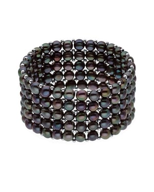 DIADEMA - Armband - Echte Süßwasserperlen - Schwarzer Tahitian Style