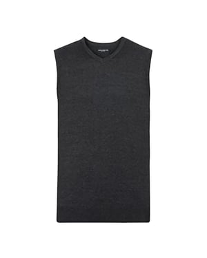 Russell Collection Herren V-Ausschnitt ärmellos gestrickt Pullover Top / Pullover (Charcoal Marl)