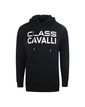 Cavalli Class Reverse Logo Schwarzer Kapuzenpullover