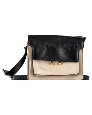 Marni Trunk Mini Farbblock Schultertasche aus beigefarbenem Leder