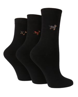 Wild Feet - 3 Paires Fantaisie Chaussettes Femme | Chaussettes Coton Rigolotes - Teckel