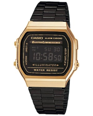 Casio Retro Unisex schwarze Uhr A168WEGB-1BEF