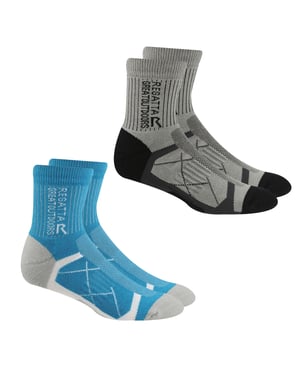 Regatta - Stiefelsocken für Damen (2er-Pack) (Helles Stahlgrau/Blau)