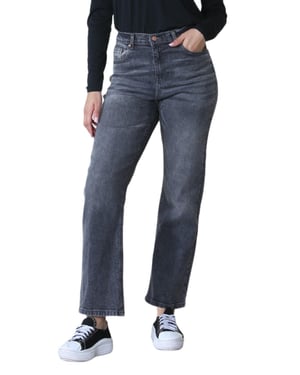MYT Ladies Wide Leg High Waisted Jeans in Schwarz
