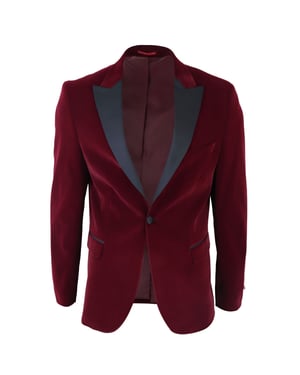 Burgunderroter Samt-Dinner-Smoking-Anzug-Blazer für Herren