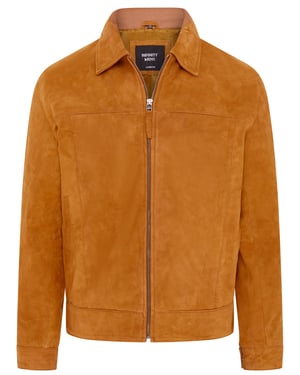 Hellbraune Retro-Harrington-Bikerjacke aus klassischem Wildleder für Herren – Bryne
