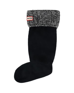 Hunter – Hohe Stiefelsocken mit 6 Maschen und Zopfmuster in Schwarz