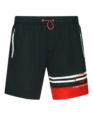 Karl Lagerfeld Bademode Rue Street Farbblock Logo Schwarze Badehose