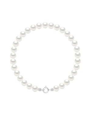Armband aus echten Süßwasser-Zuchtperlen, halbrund, 5–6 mm