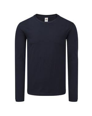 Fruit of the Loom - "Iconic" T-Shirt für Herren/Damen Unisex Langärmlig (Marineblau)