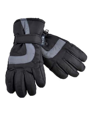 Kinder Thinsulate Skihandschuhe für den Winter | THMO | Wasserdichte Fleece gefüttert thermische warme Skihandschuhe für Jungen - Schwarz