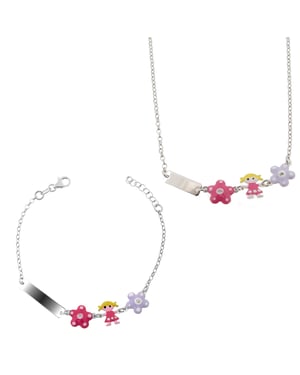 Orphelia 'Dahlia' 925 Sterling Silber Kinderset: Armband + Halskette - Silber SET-7147