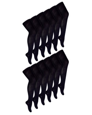 12 Paar Multipack Mädchen Schuluniform Strumpfhosen | Sock Snob | Soft & Comfy Plain Opaque Pantyhose Strumpfhosen für Kinder - Schwarz