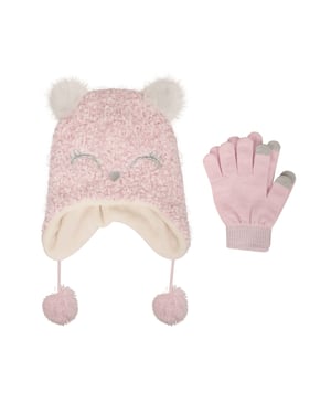 Mountain Warehouse - "Cosy Trapper" Hut- und Handschuh-Set für Kinder (Pink)