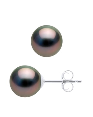 Ohrringe Weißgold 375 - echte Tahiti-Zuchtperlen halbrund 7,5-8 mm