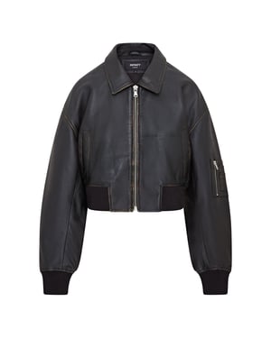 Übergroße Damen-Bomberjacke MA-1 aus Leder